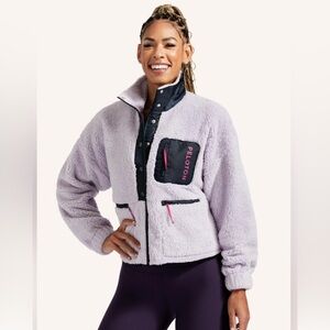 Peloton Lavender Sherpa Jacket with Black Trim and Pink Accents